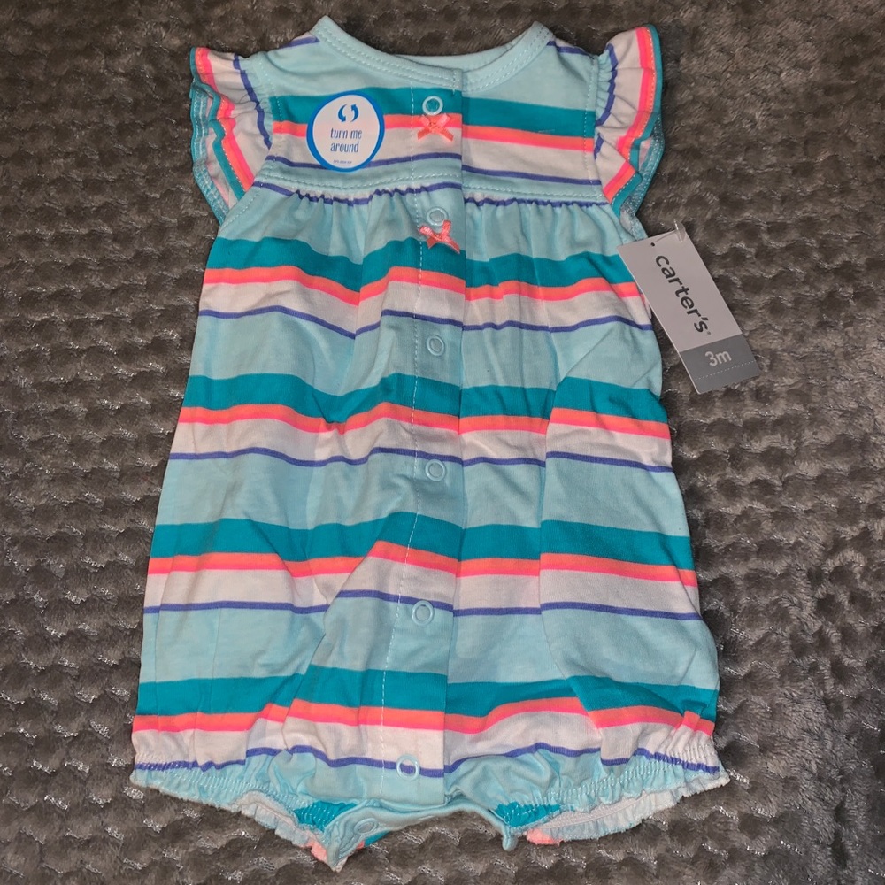 Blue and coral one piece